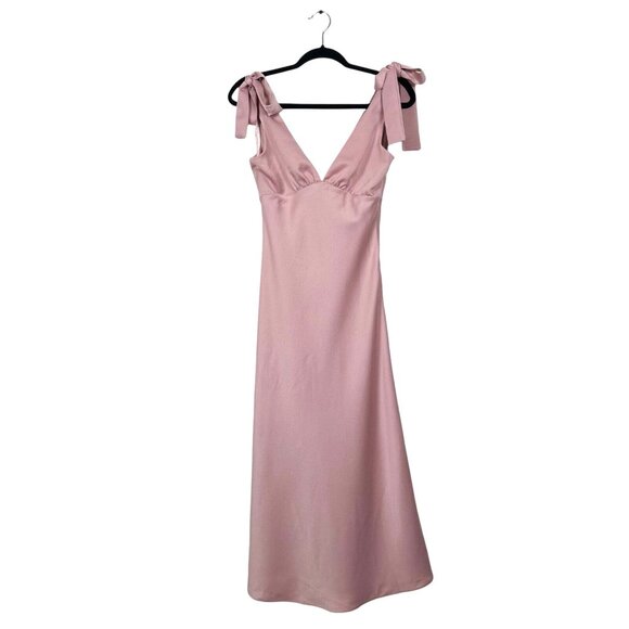 BHLDN Sachin & Babi Hudson Satin Charmeuse Midi Dress in Dusty Rose Sz 4 - Picture 3 of 11